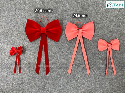 Nơ đỏ Bitis phun nhung 2 cánh - 1 lớp [Đứng form - Nhiều cỡ] PK-NO-07